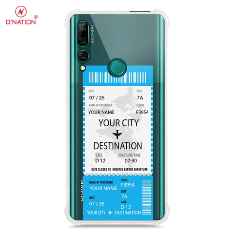 Huawei Y9 Prime 2019 Cover - Personalised Boarding Pass Ticket Series - 5 Designs - Clear Phone Case - Soft Silicon Borders