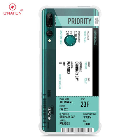 Huawei Y9 Prime 2019 Cover - Personalised Boarding Pass Ticket Series - 5 Designs - Clear Phone Case - Soft Silicon Borders