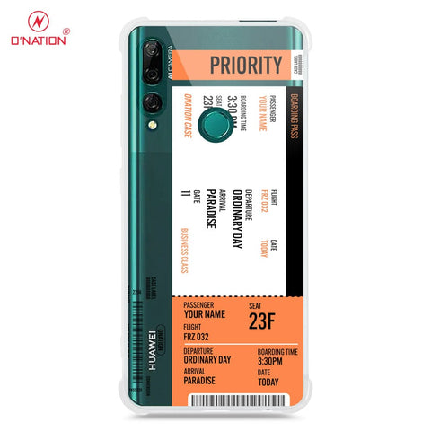 Huawei Y9 Prime 2019 Cover - Personalised Boarding Pass Ticket Series - 5 Designs - Clear Phone Case - Soft Silicon Borders