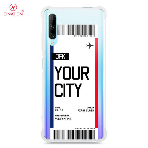 Huawei Y9s Cover - Personalised Boarding Pass Ticket Series - 5 Designs - Clear Phone Case - Soft Silicon Borders