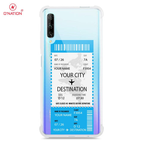 Huawei Y9s Cover - Personalised Boarding Pass Ticket Series - 5 Designs - Clear Phone Case - Soft Silicon Borders