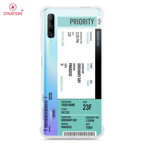 Huawei Y9s Cover - Personalised Boarding Pass Ticket Series - 5 Designs - Clear Phone Case - Soft Silicon Borders