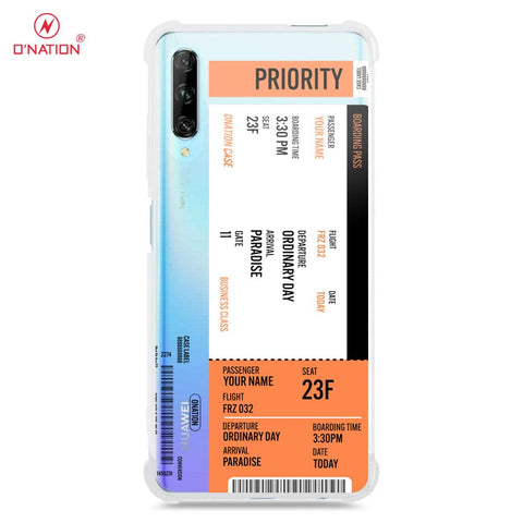 Huawei Y9s Cover - Personalised Boarding Pass Ticket Series - 5 Designs - Clear Phone Case - Soft Silicon Borders