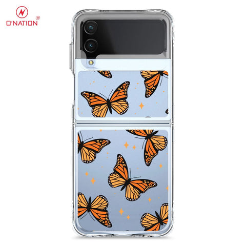 Samsung Galaxy Z Flip 3 5G Cover - O'Nation Butterfly Dreams Series - 9 Designs - Clear Phone Case - Soft Silicon Borders