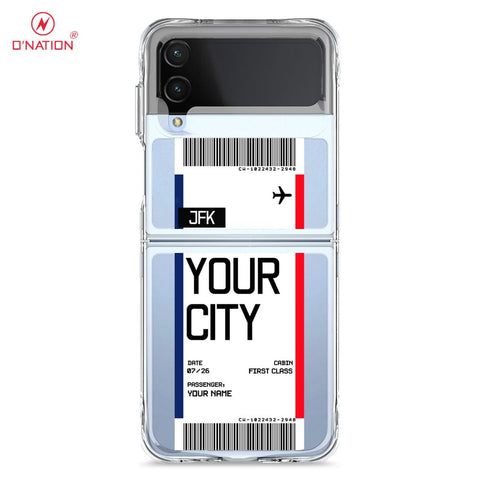 Samsung Galaxy Z Flip 3 5G Cover - Personalised Boarding Pass Ticket Series - 5 Designs - Clear Phone Case - Soft Silicon Borders