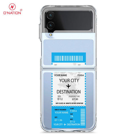 Samsung Galaxy Z Flip 3 5G Cover - Personalised Boarding Pass Ticket Series - 5 Designs - Clear Phone Case - Soft Silicon Borders