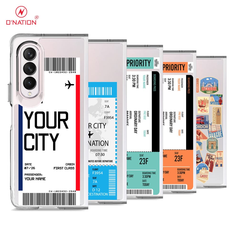 Samsung Galaxy Z Fold 4 5G Cover - Personalised Boarding Pass Ticket Series - 5 Designs - Clear Phone Case - Soft Silicon Borders