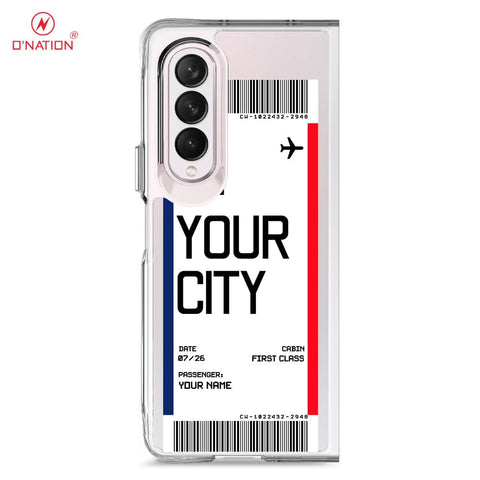 Samsung Galaxy Z Fold 4 5G Cover - Personalised Boarding Pass Ticket Series - 5 Designs - Clear Phone Case - Soft Silicon Borders