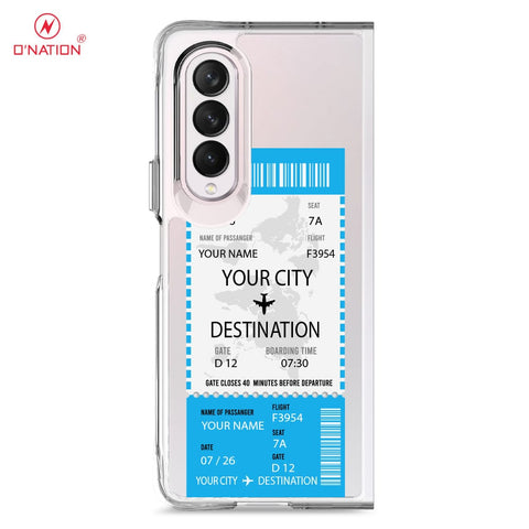 Samsung Galaxy Z Fold 4 5G Cover - Personalised Boarding Pass Ticket Series - 5 Designs - Clear Phone Case - Soft Silicon Borders